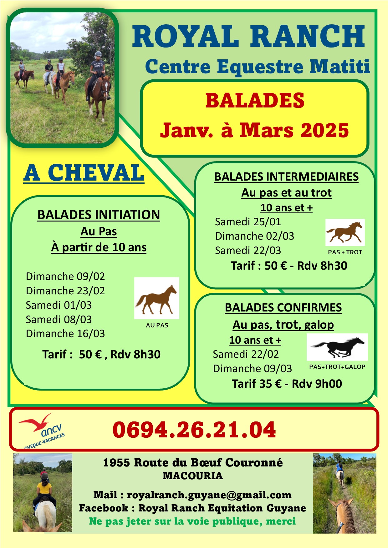 Les balades de janvier à mars au Royal Ranch