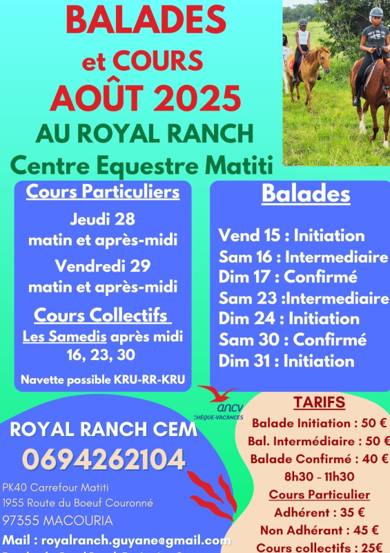 Balades et cours Août 2025