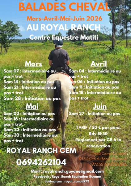 Balades à cheval au printemps en Guyane