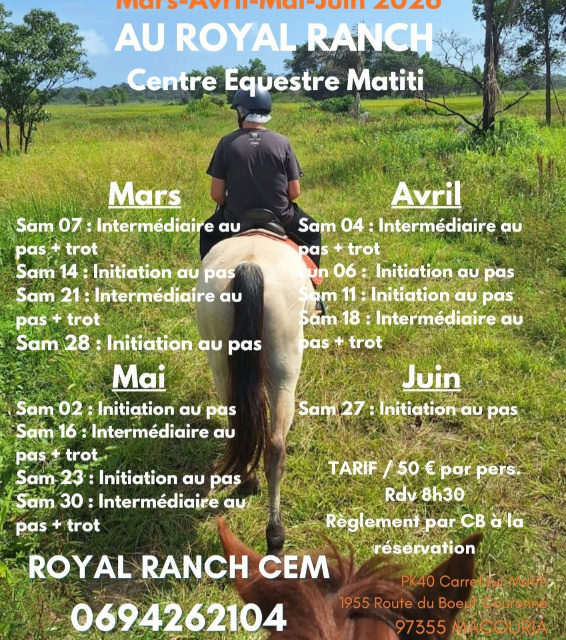 Balade à cheval en savane en Guyane au Royal Ranch Nature Évasion à Macouria